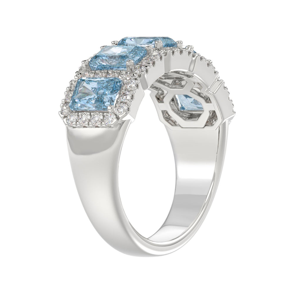 14K WHITE GOLD 3.00CT ROUND/BLUE RADIANT DIAMOND LADIES RING (BLUE RADIANT DIAMOND 2 1/2CT)
