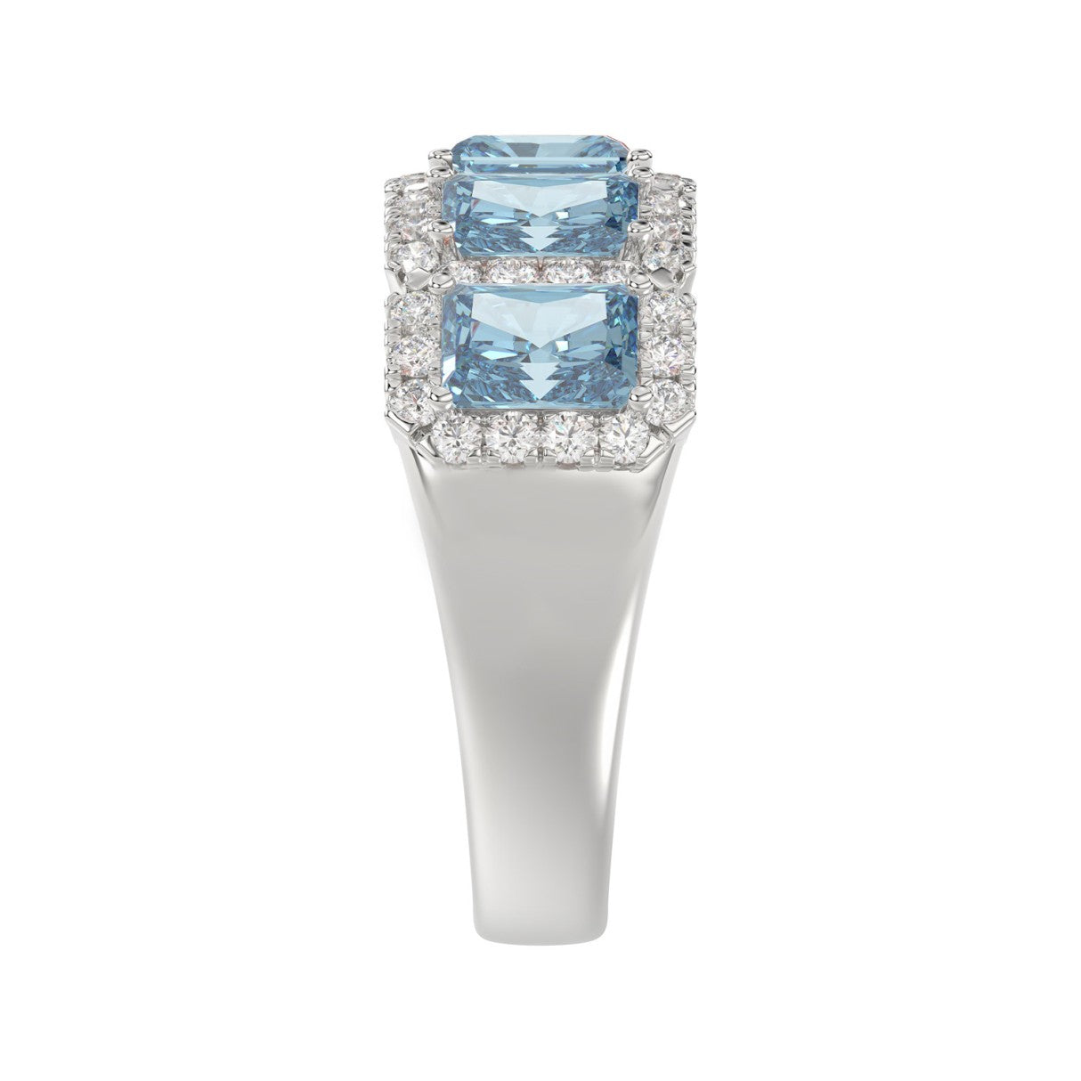 14K WHITE GOLD 3.00CT ROUND/BLUE RADIANT DIAMOND LADIES RING (BLUE RADIANT DIAMOND 2 1/2CT)