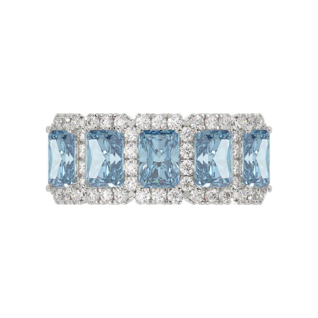 14K WHITE GOLD 3.00CT ROUND/BLUE RADIANT DIAMOND LADIES RING (BLUE RADIANT DIAMOND 2 1/2CT)