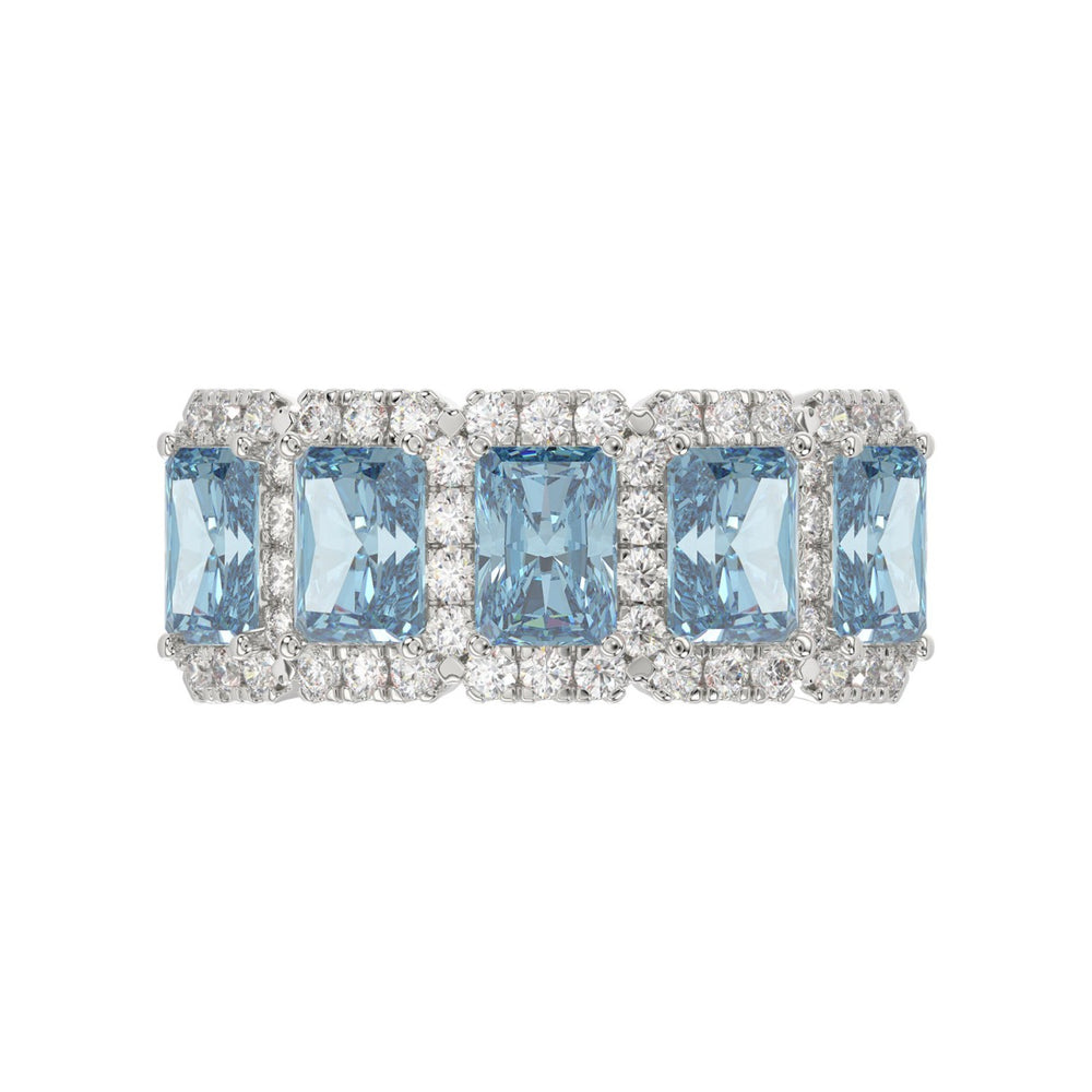 14K WHITE GOLD 3.00CT ROUND/BLUE RADIANT DIAMOND LADIES RING (BLUE RADIANT DIAMOND 2 1/2CT)
