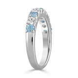 14K White Gold 1.00 CT Round Blue &amp; White Diamond Alternating Band Ring