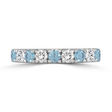 14K White Gold 1.00 CT Round Blue &amp; White Diamond Alternating Band Ring