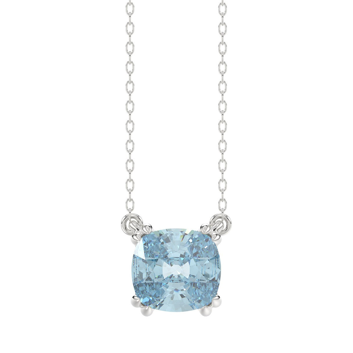 14K WHITE GOLD 2.00CT BLUE CUSHION DIAMOND LADIES SOLITAIRE PENDANT