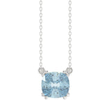 14K WHITE GOLD 2.00CT BLUE CUSHION DIAMOND LADIES SOLITAIRE PENDANT