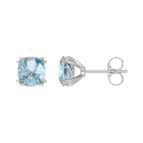 14K WHITE GOLD 2.00CT BLUE CUSHION DIAMOND LADIES SOLITAIRE EARRINGS
