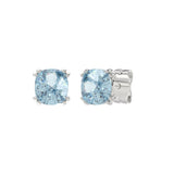 14K WHITE GOLD 2.00CT BLUE CUSHION DIAMOND LADIES SOLITAIRE EARRINGS