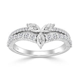 14K WHITE GOLD 3/4CT ROUND/MARQUISE DIAMOND LADIES RING