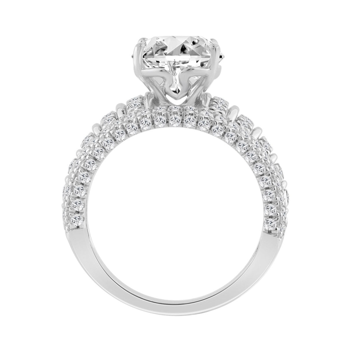 14K WHITE GOLD 6.00CT ROUND/OVAL DIAMOND LADIES RING (CENTER STONE OVAL DIAMOND 5.00CT)