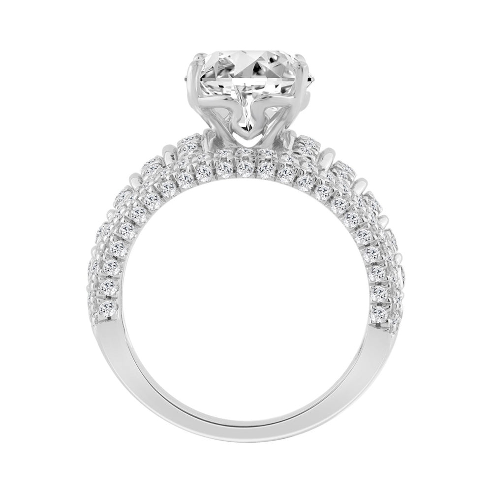 14K WHITE GOLD 6.00CT ROUND/OVAL DIAMOND LADIES RING (CENTER STONE OVAL DIAMOND 5.00CT)