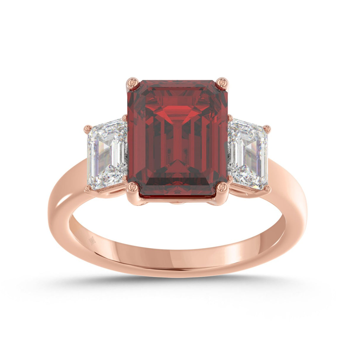 14K ROSE GOLD 5 1/3CT EMERALD DIAMOND LADIES RING (EMERALD RUBY)