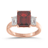 14K ROSE GOLD 5 1/3CT EMERALD DIAMOND LADIES RING (EMERALD RUBY)