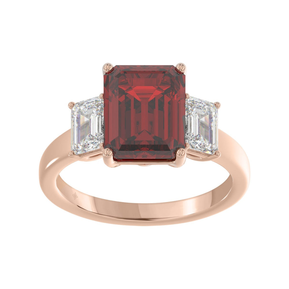 14K ROSE GOLD 5 1/3CT EMERALD DIAMOND LADIES RING (EMERALD RUBY)