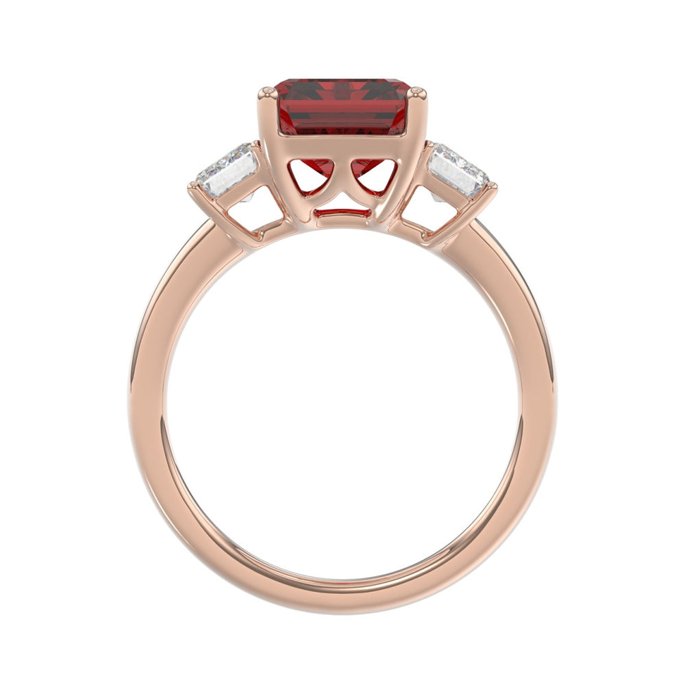 14K ROSE GOLD 5 1/3CT EMERALD DIAMOND LADIES RING (EMERALD RUBY)