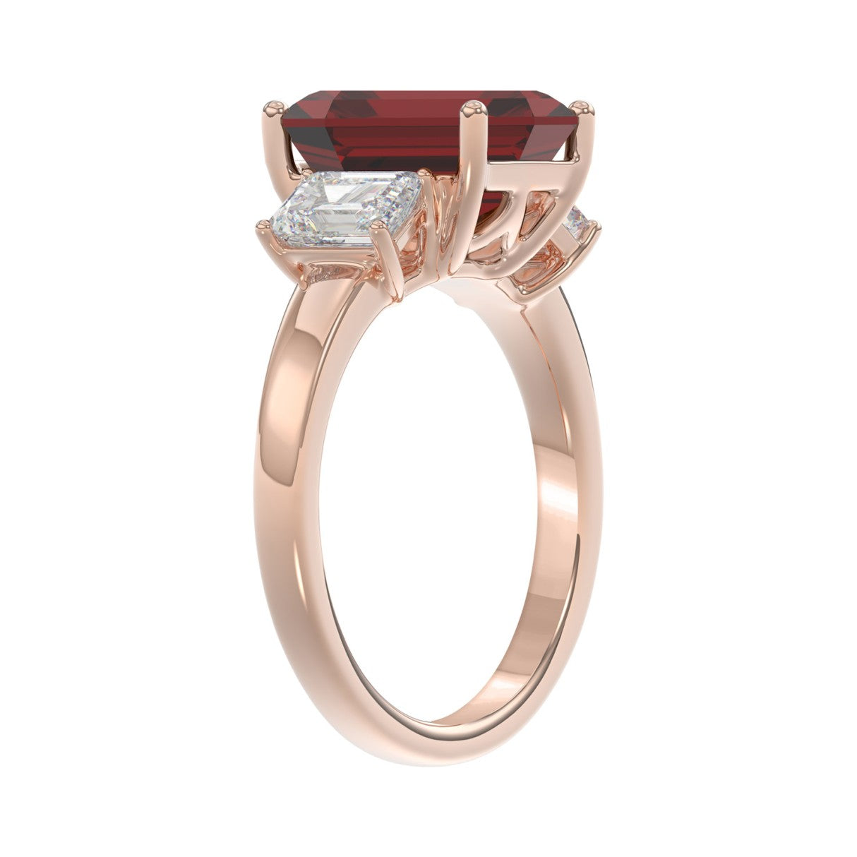 14K ROSE GOLD 5 1/3CT EMERALD DIAMOND LADIES RING (EMERALD RUBY)