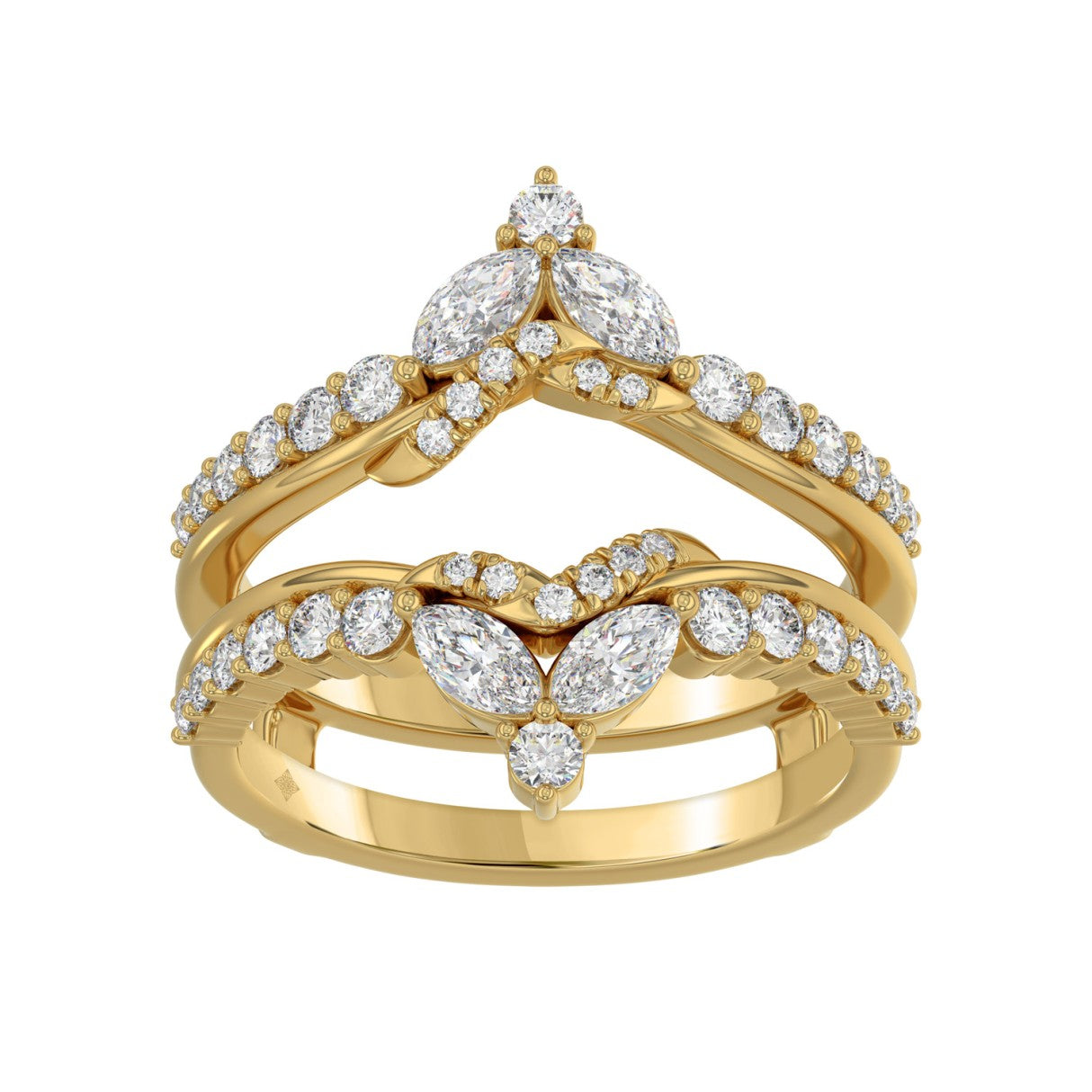 14K YELLOW GOLD 1.00CT ROUND/MARQUISE DIAMOND LADIES RING