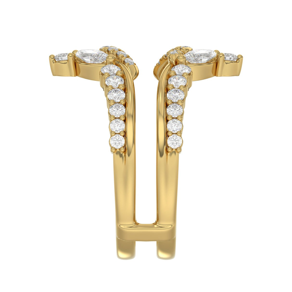 14K YELLOW GOLD 1.00CT ROUND/MARQUISE DIAMOND LADIES RING
