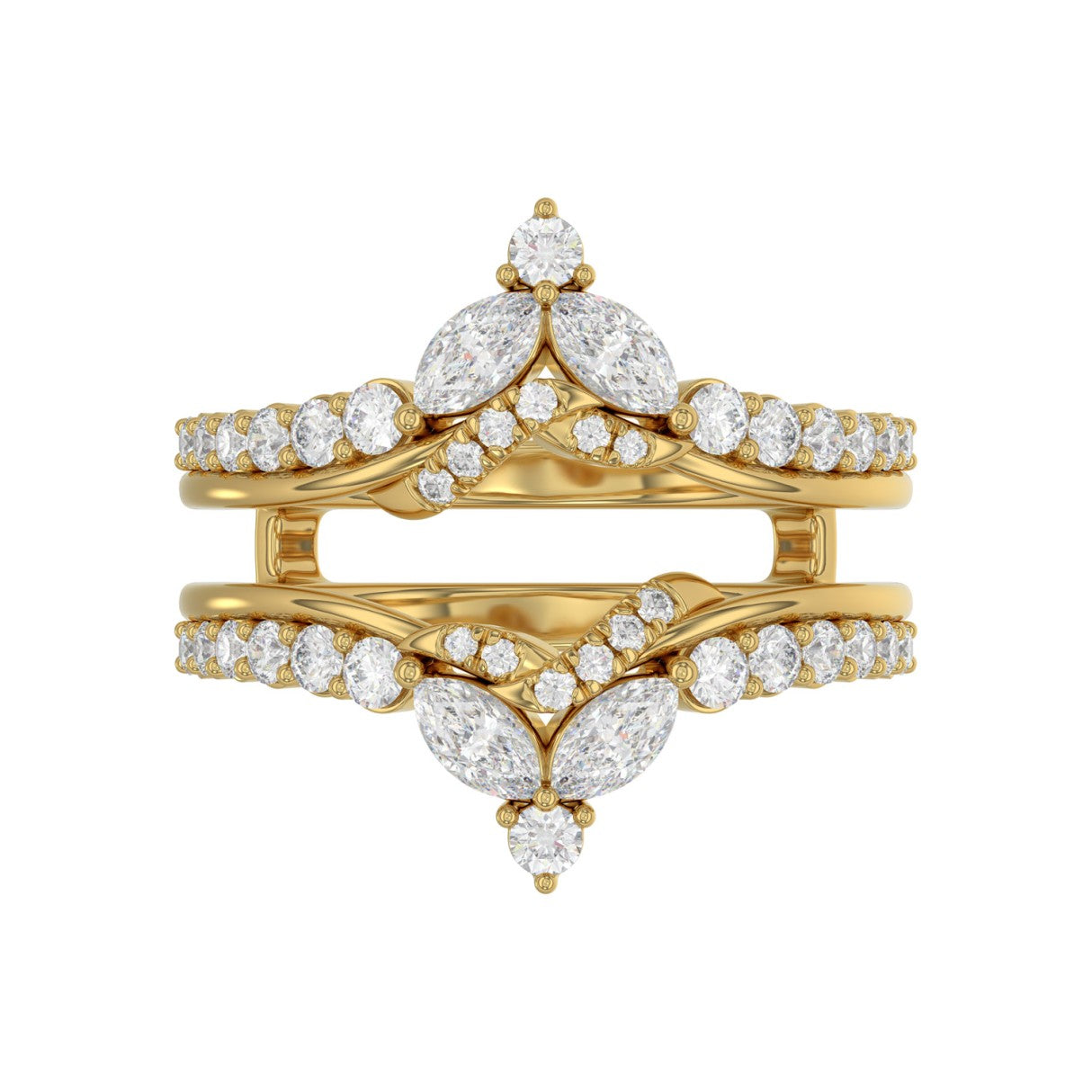 14K YELLOW GOLD 1.00CT ROUND/MARQUISE DIAMOND LADIES RING