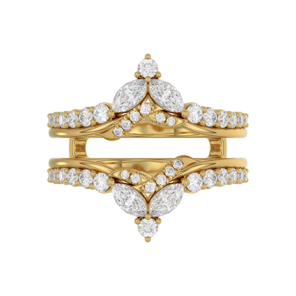 14K YELLOW GOLD 1.00CT ROUND/MARQUISE DIAMOND LADIES RING