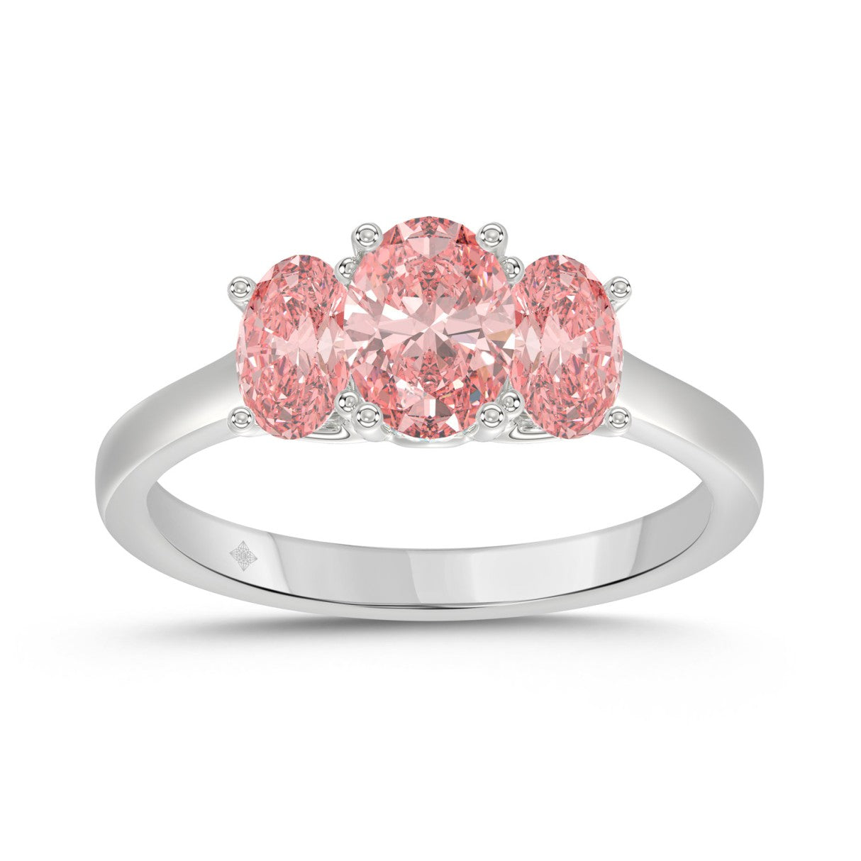 14K WHITE GOLD 2 1/6CT PINK OVAL DIAMOND LADIES RING