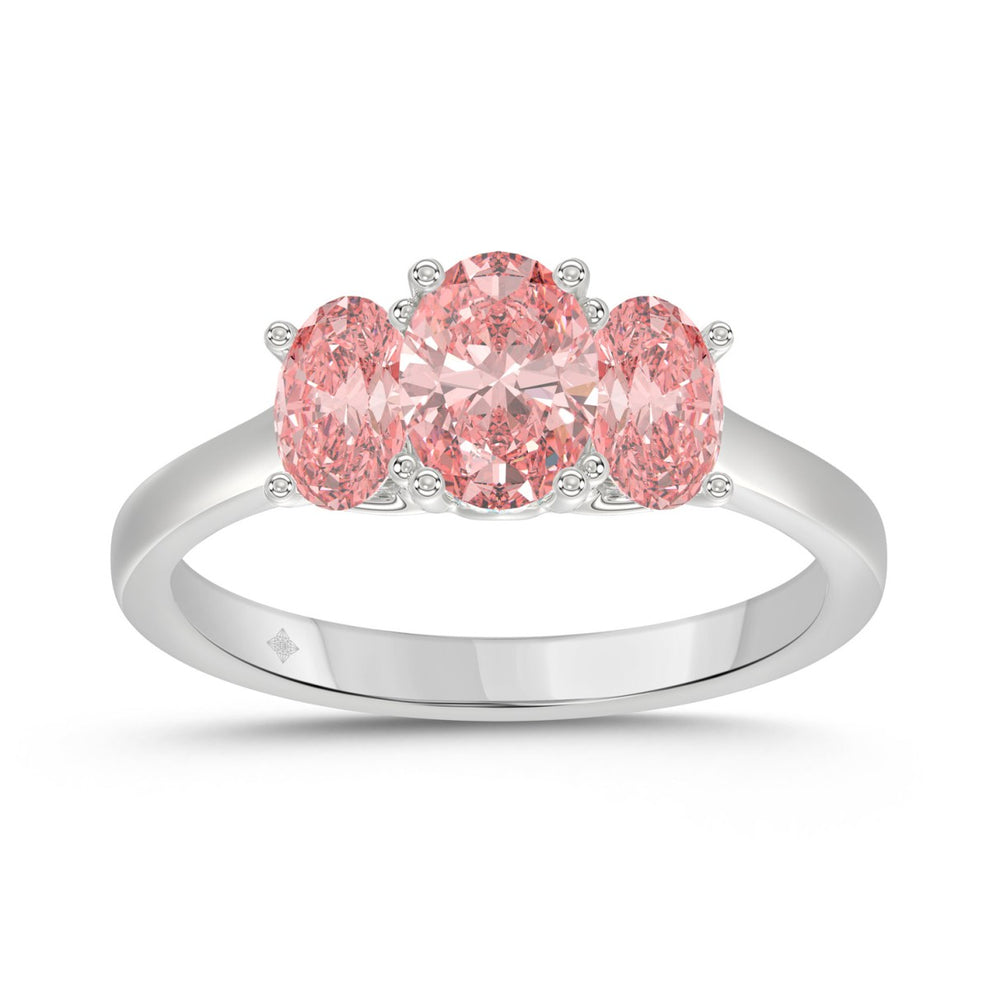 14K WHITE GOLD 2 1/6CT PINK OVAL DIAMOND LADIES RING