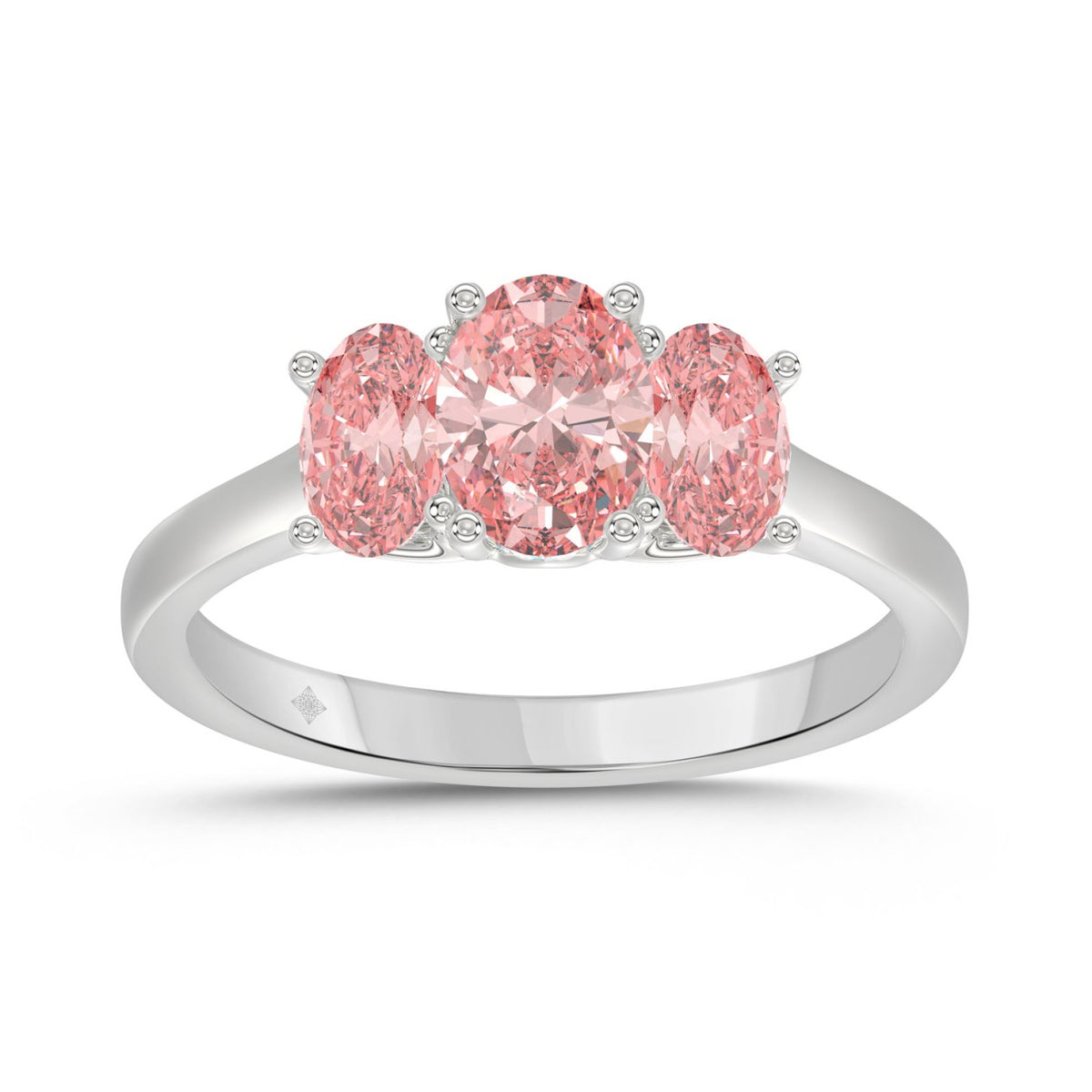14K WHITE GOLD 2 1/6CT PINK OVAL DIAMOND LADIES RING