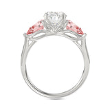 ETERNAL BLUSH COLLECTION 14K WHITE GOLD 3 5/8CT OVAL/PINK PEAR DIAMOND LADIES RING (CENTER STONE OVAL DIAMOND 2CT)