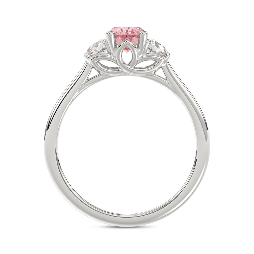 ETERNAL BLUSH COLLECTION 14K WHITE GOLD 1 1/3CT PINK OVAL/ROUND DIAMOND LADIES RING (CENTER STONE PINK OVAL DIAMOND 1CT)