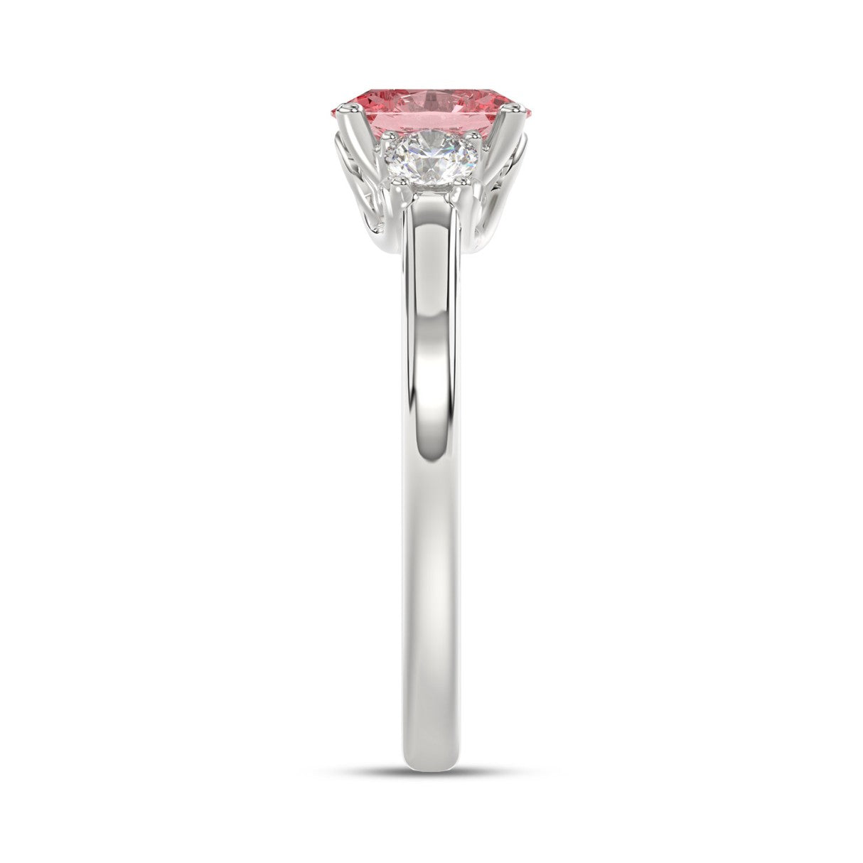 ETERNAL BLUSH COLLECTION 14K WHITE GOLD 1 1/3CT PINK OVAL/ROUND DIAMOND LADIES RING (CENTER STONE PINK OVAL DIAMOND 1CT)