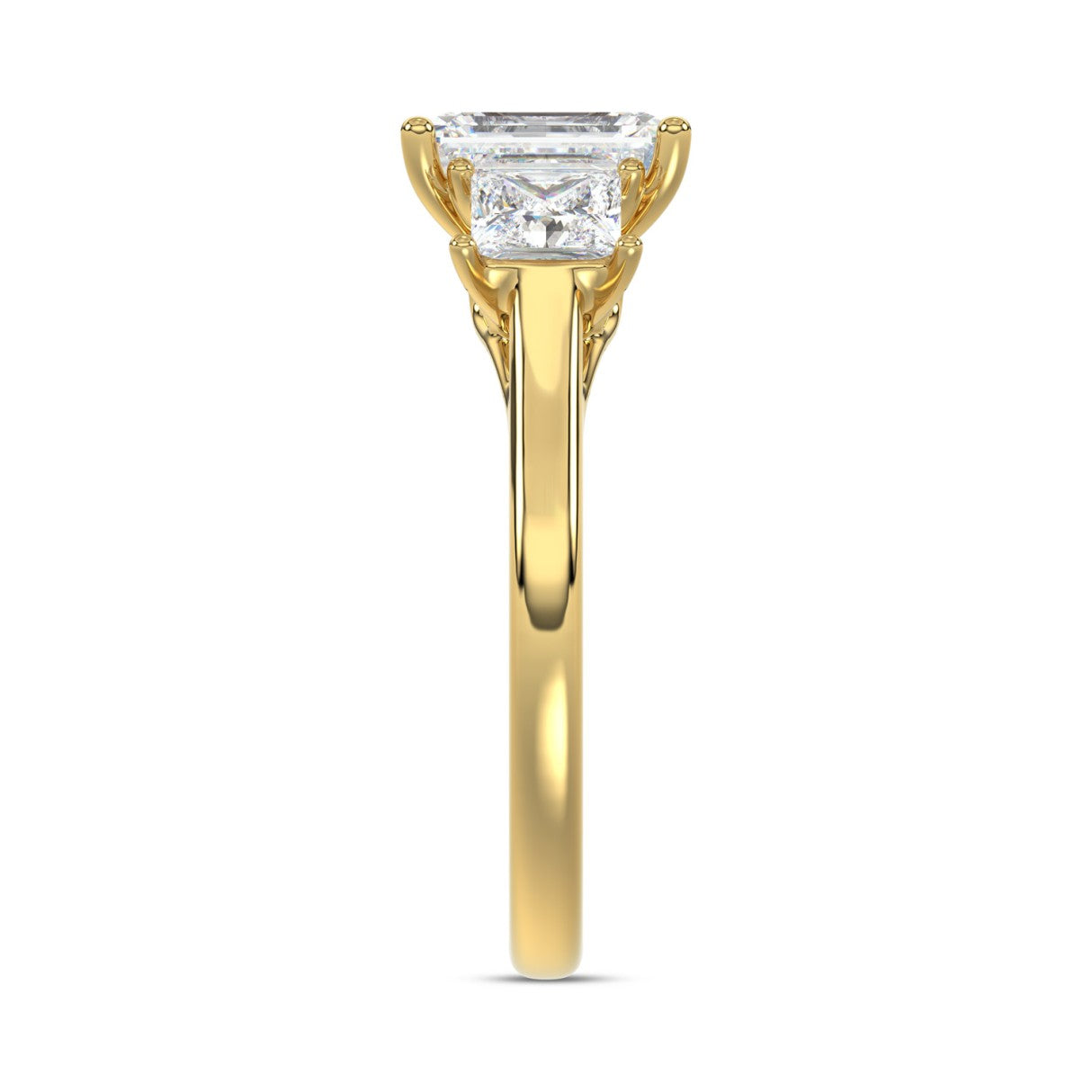 14K YELLOW GOLD 2 5/8CT EMERALD/PRINCESS DIAMOND LADIES RING (CENTER STONE EMERALD DIAMOND 1 1/2CT)