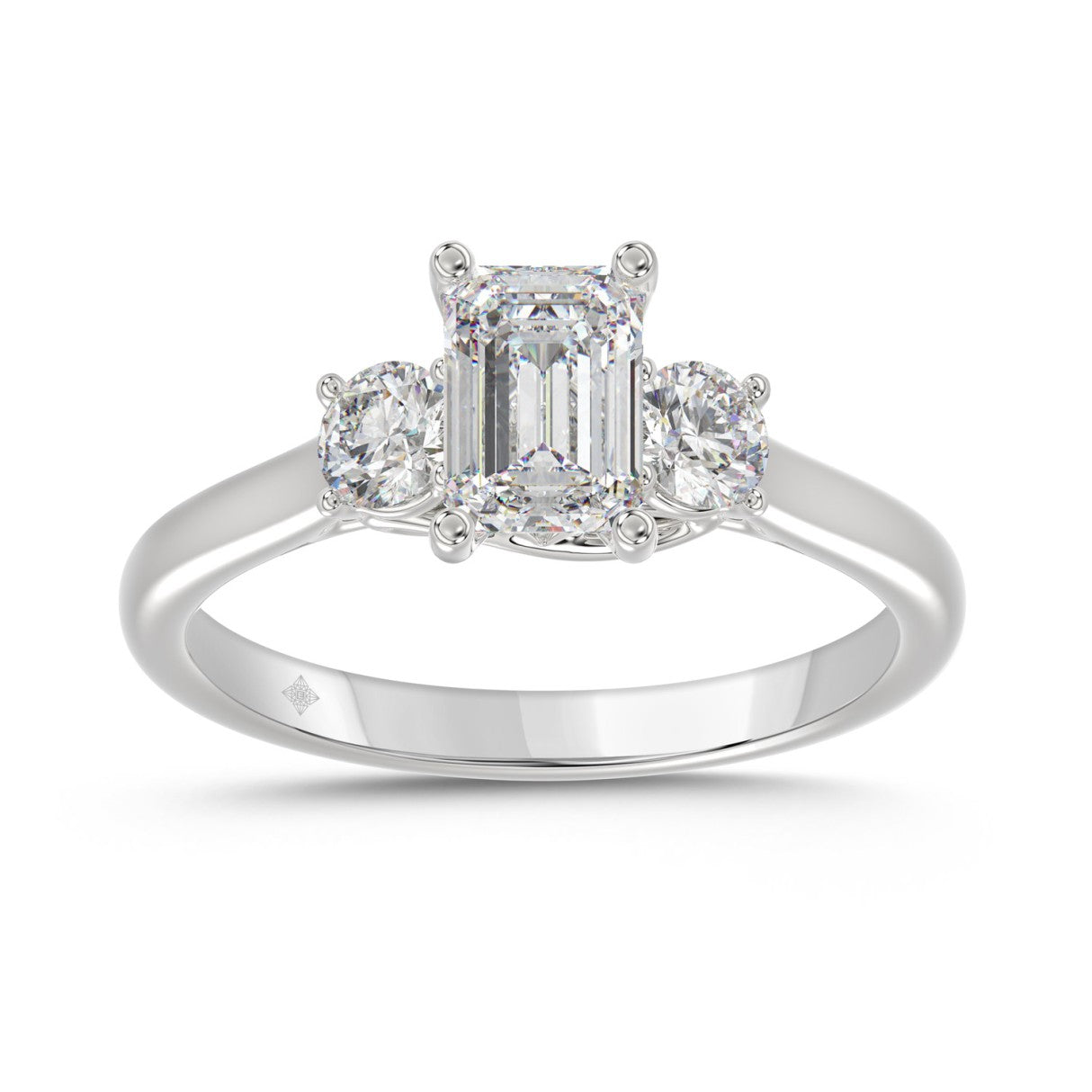 14K WHITE GOLD 1 3/8CT EMERALD/ROUND DIAMOND LADIES RING (CENTER STONE EMERALD DIAMOND 1CT)