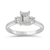 14K WHITE GOLD 1 3/8CT EMERALD/ROUND DIAMOND LADIES RING (CENTER STONE EMERALD DIAMOND 1CT)