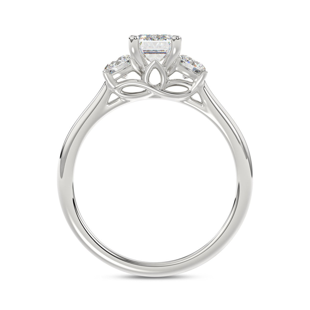 14K WHITE GOLD 1 3/8CT EMERALD/ROUND DIAMOND LADIES RING (CENTER STONE EMERALD DIAMOND 1CT)