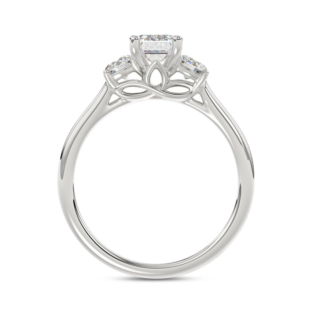 14K WHITE GOLD 1 3/8CT EMERALD/ROUND DIAMOND LADIES RING (CENTER STONE EMERALD DIAMOND 1CT)