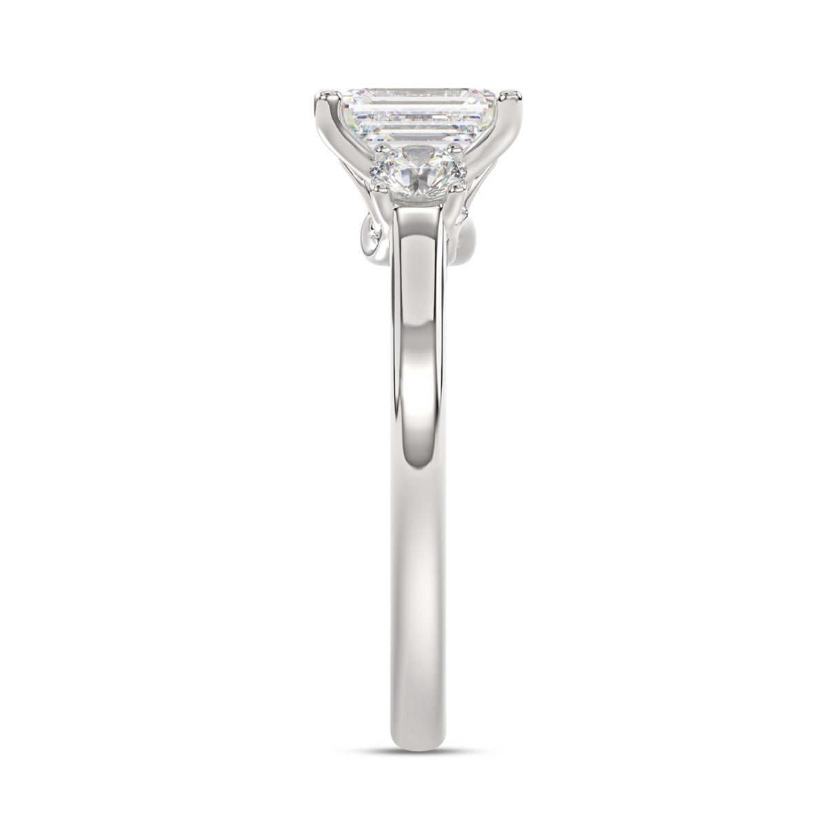 14K WHITE GOLD 1 3/8CT EMERALD/ROUND DIAMOND LADIES RING (CENTER STONE EMERALD DIAMOND 1CT)
