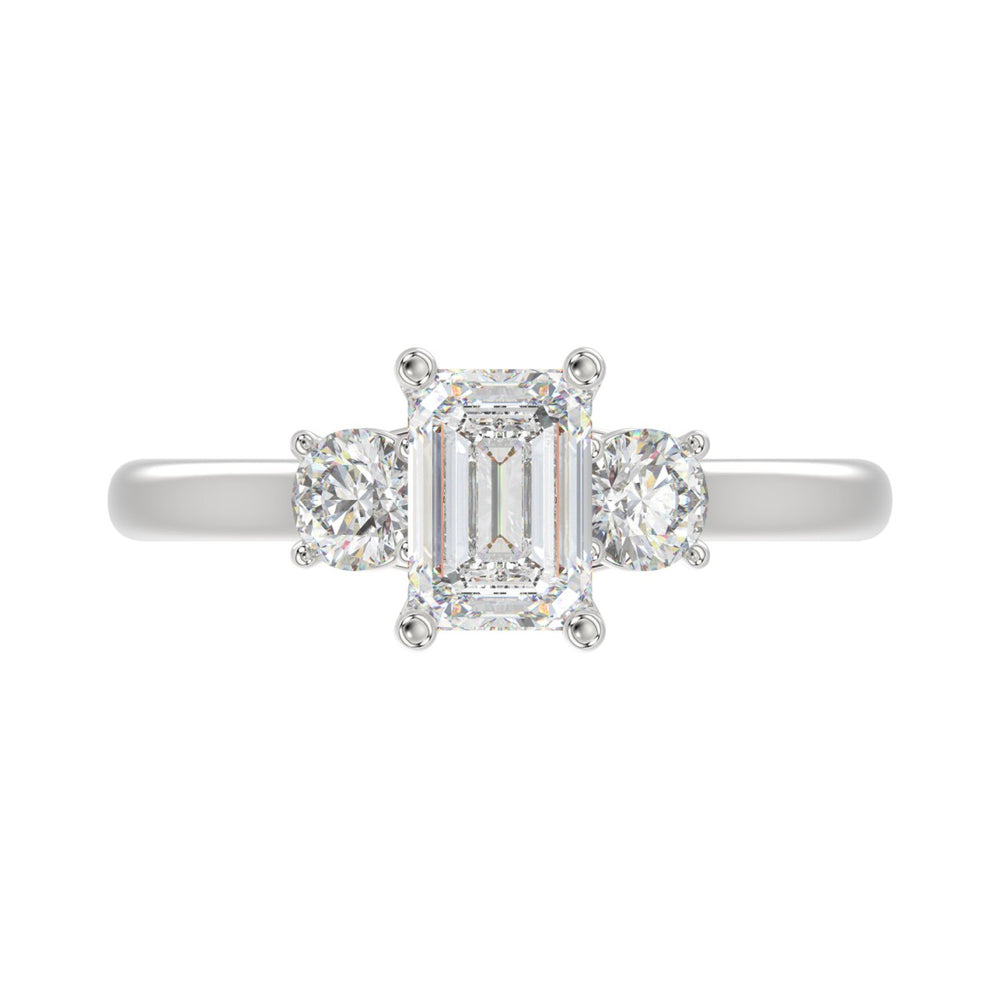 14K WHITE GOLD 1 3/8CT EMERALD/ROUND DIAMOND LADIES RING (CENTER STONE EMERALD DIAMOND 1CT)