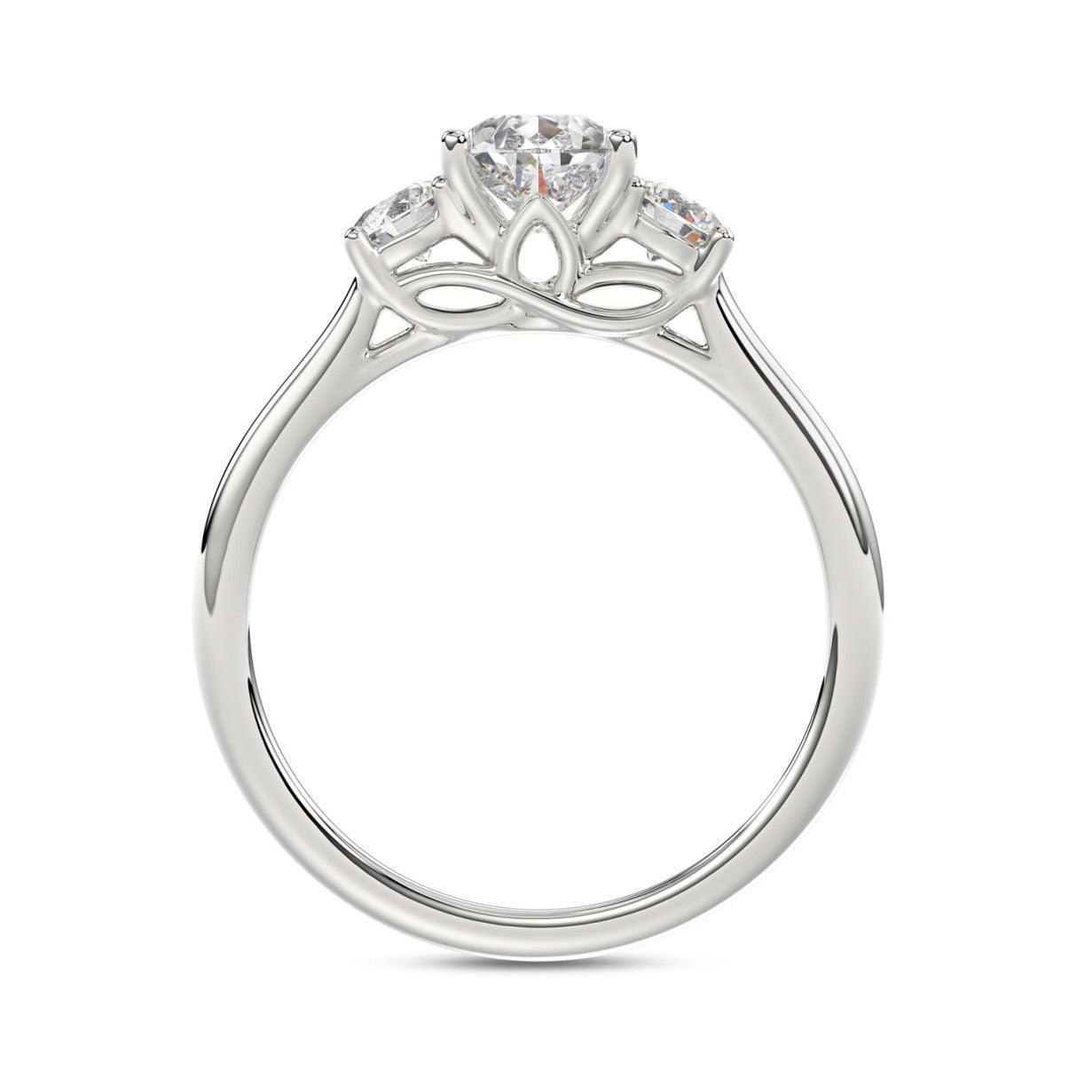 14K WHITE GOLD 1 1/3CT PEAR/ROUND DIAMOND LADIES RING (CENTER STONE PEAR DIAMOND 1CT)