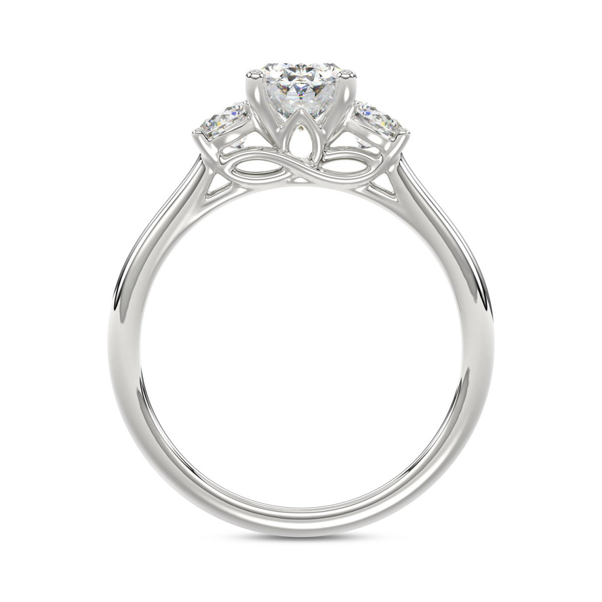 14K WHITE GOLD 1 3/8CT OVAL/ROUND DIAMOND LADIES RING (CENTER STONE OVAL DIAMOND 1CT)