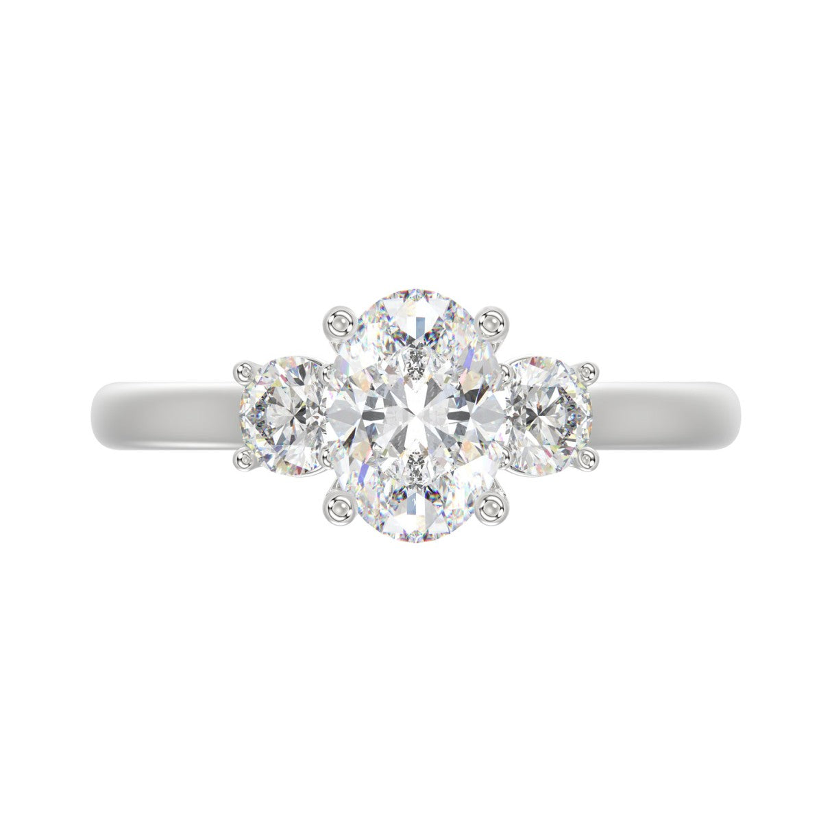 14K WHITE GOLD 1 3/8CT OVAL/ROUND DIAMOND LADIES RING (CENTER STONE OVAL DIAMOND 1CT)