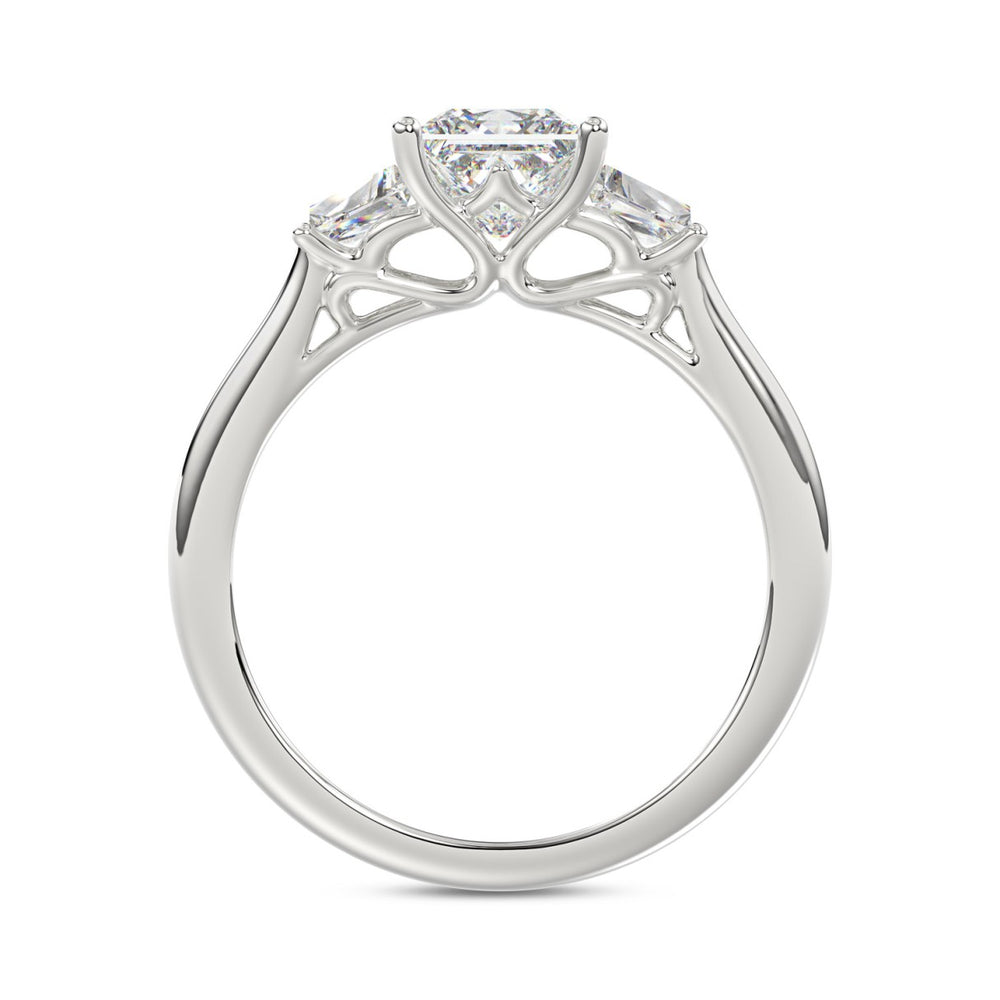 14K WHITE GOLD 1 5/8CT PRINCESS/TRAPEZOID DIAMOND LADIES RING (CENTER STONE PRINCESS DIAMOND 1 1/5CT)