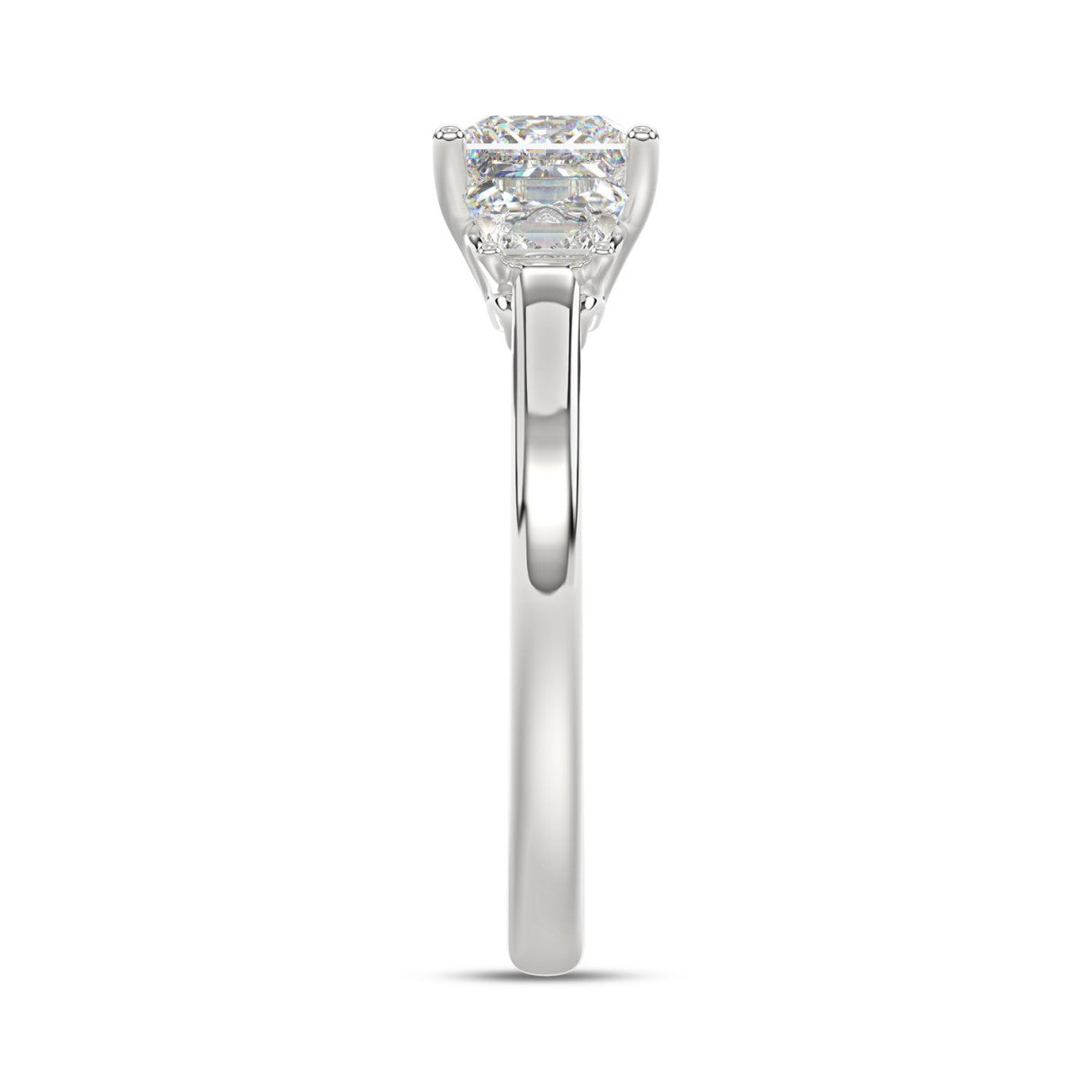 14K WHITE GOLD 1 5/8CT PRINCESS/TRAPEZOID DIAMOND LADIES RING (CENTER STONE PRINCESS DIAMOND 1 1/5CT)