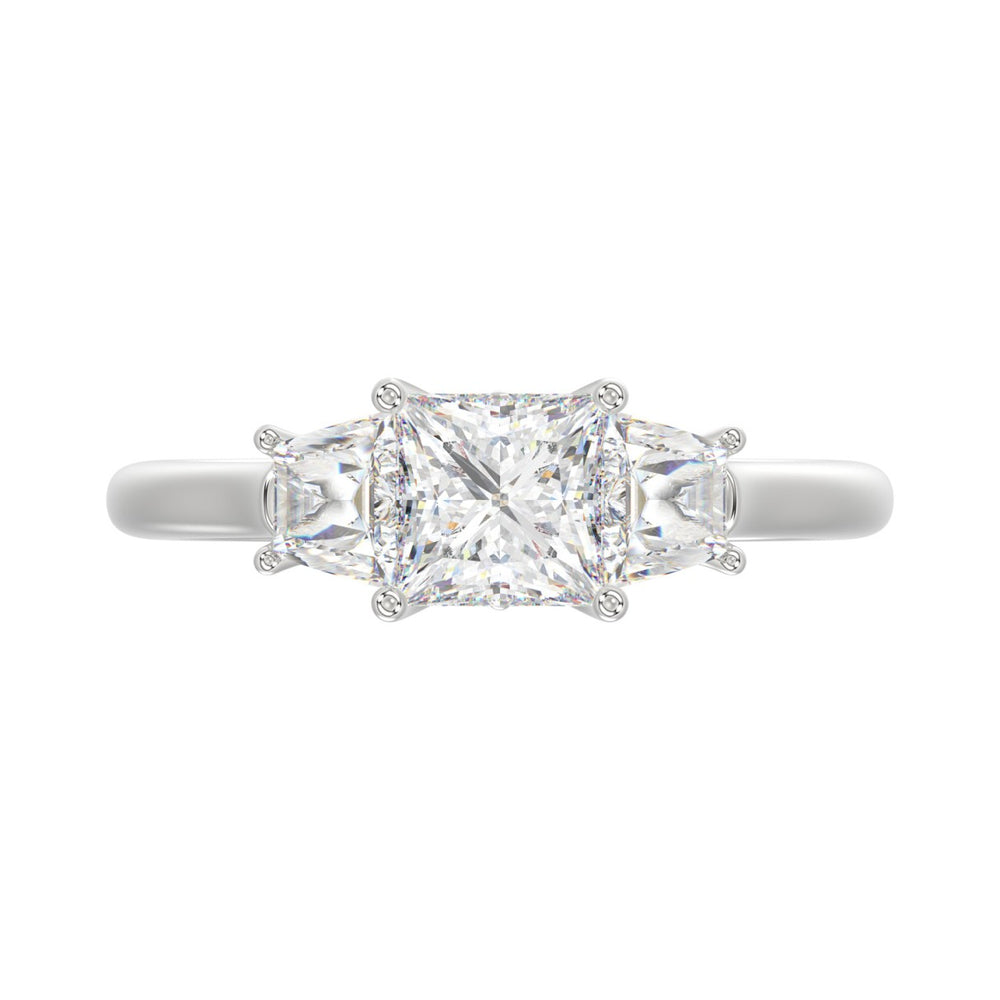 14K WHITE GOLD 1 5/8CT PRINCESS/TRAPEZOID DIAMOND LADIES RING (CENTER STONE PRINCESS DIAMOND 1 1/5CT)