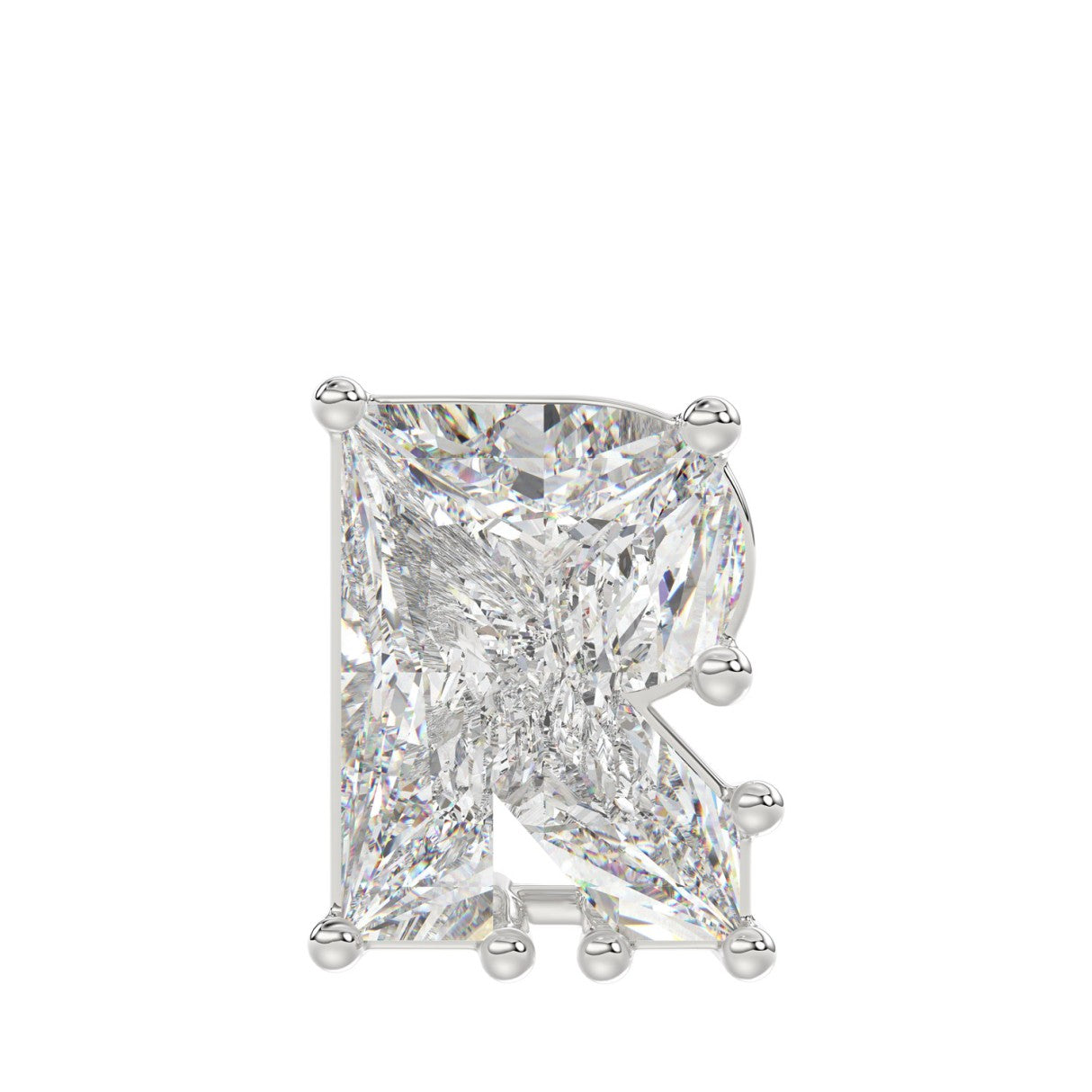 10K WHITE GOLD 1 5/8CT FANCY CUT ALPHABET DIAMOND LADIES PENDANT WITH CHAIN