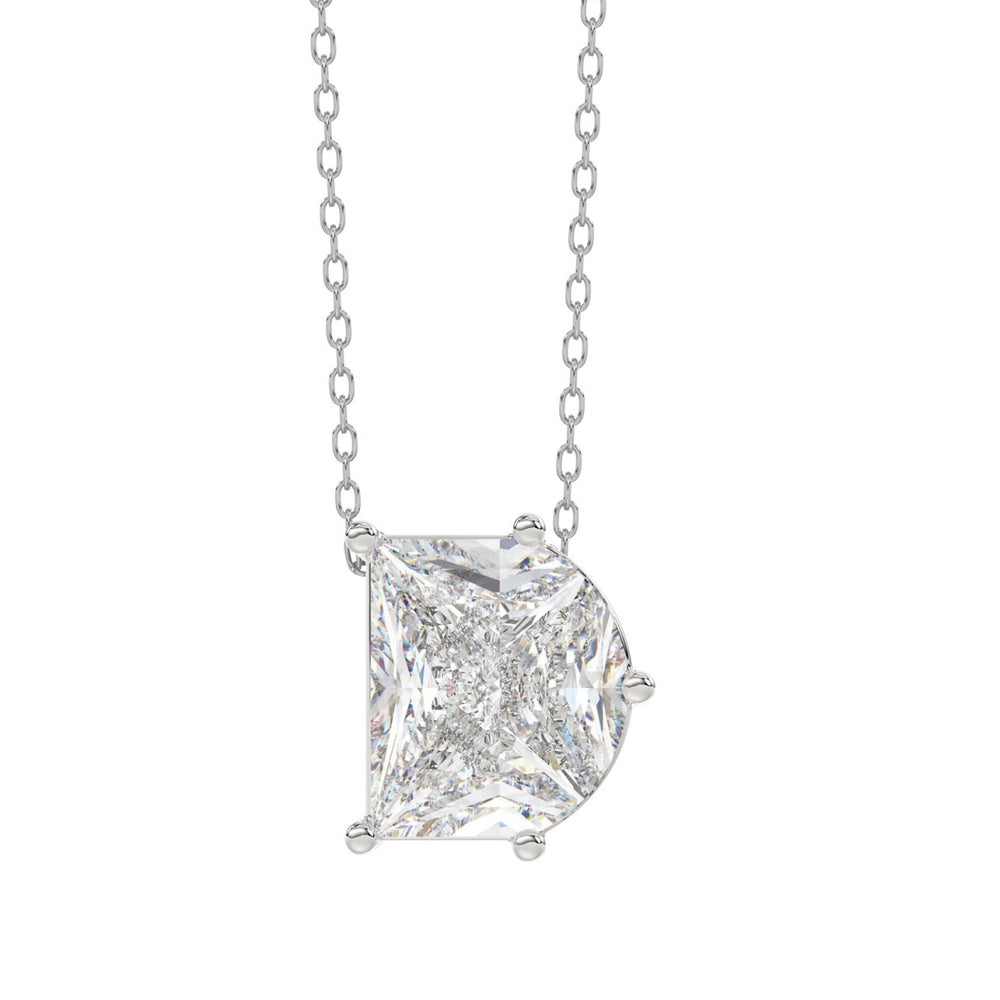 10K White Gold Diamond Initial “D” Pendant 2 1/3CT Fancy Cut Ladies Alphabet Charm with Chain