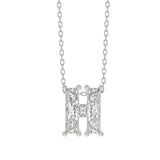 10K White Gold Diamond Initial “H” Pendant 1 1/3CT Fancy Cut Ladies Alphabet Charm with Chain