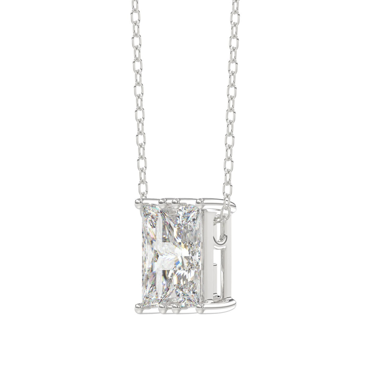 10K White Gold Diamond Initial “H” Pendant 1 1/3CT Fancy Cut Ladies Alphabet Charm with Chain