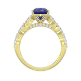 14K YELLOW GOLD 3.00CT ROUND/MARQUISE/BLUE SAPPHIRE PEAR DIAMOND LADIES RING (CENTER STONE BLUE SAPPHIRE PEAR DIAMOND 2 1/4CT)
