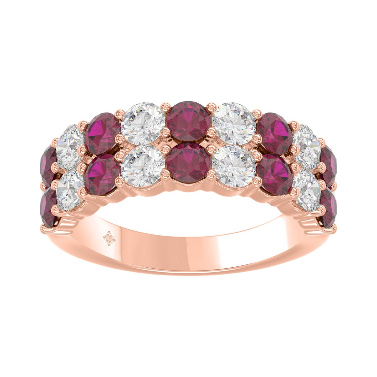 14K ROSE GOLD 2 3/8CT ROUND DIAMOND LADIES BAND (ROUND RUBY)