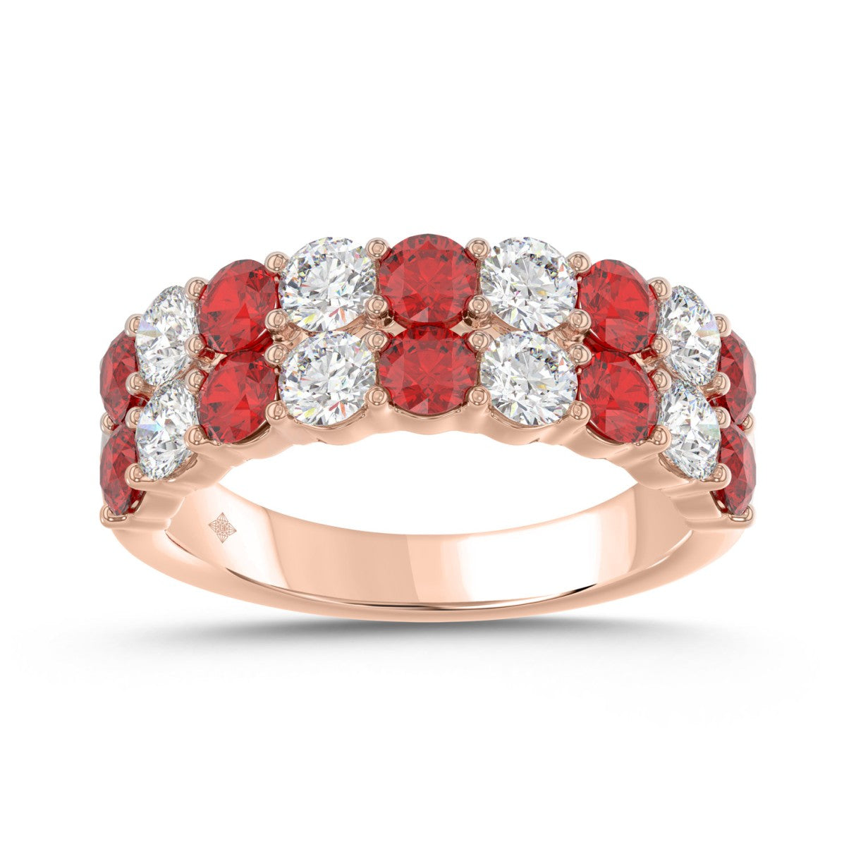 14K ROSE GOLD 2 3/8CT ROUND DIAMOND LADIES BAND (ROUND RUBY)