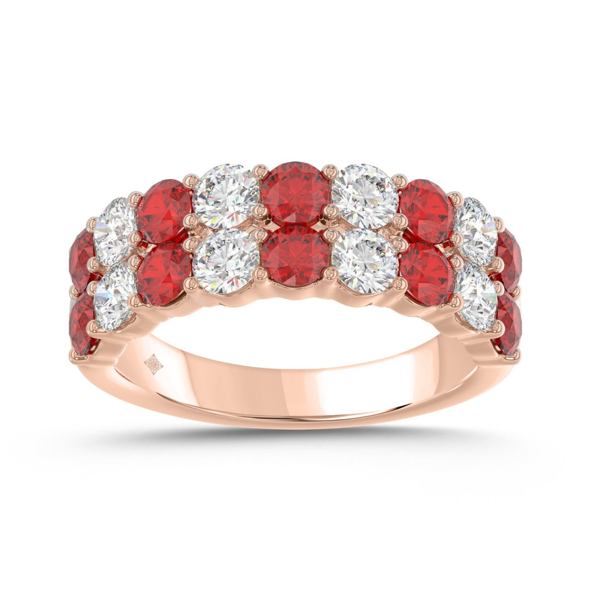 14K ROSE GOLD 2 3/8CT ROUND DIAMOND LADIES BAND (ROUND RUBY)