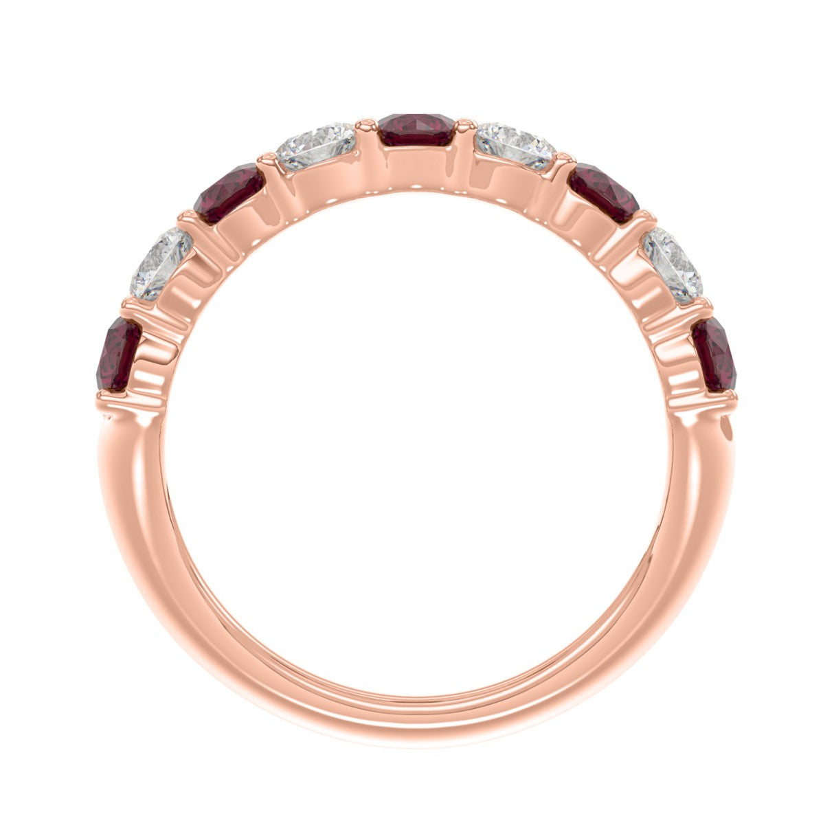 14K ROSE GOLD 2 3/8CT ROUND DIAMOND LADIES BAND (ROUND RUBY)
